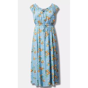 Torrid Maxi Textured Woven Double Slit Dress Blue Sz 1 (14/16) Retail:‎ $98